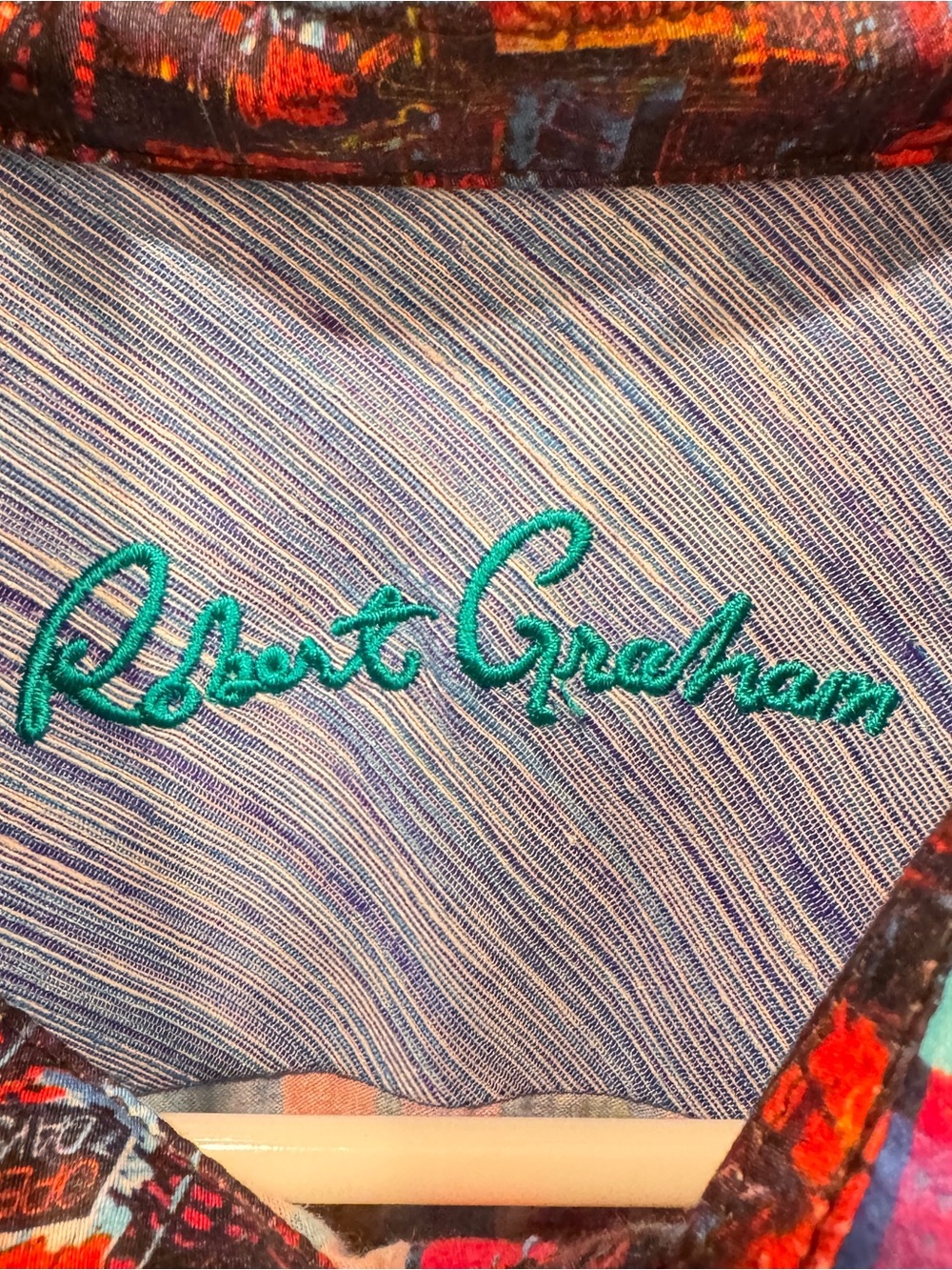 Robert Graham Shirt Medium Palladium Abstract Plaid Classic Fit Cotton Button - Picture 4 of 8